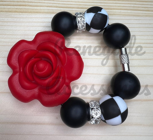 Silicone Charm - Red Rose Flower