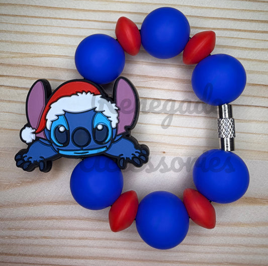 Silicone Charm - Blue Alien Santa Hat