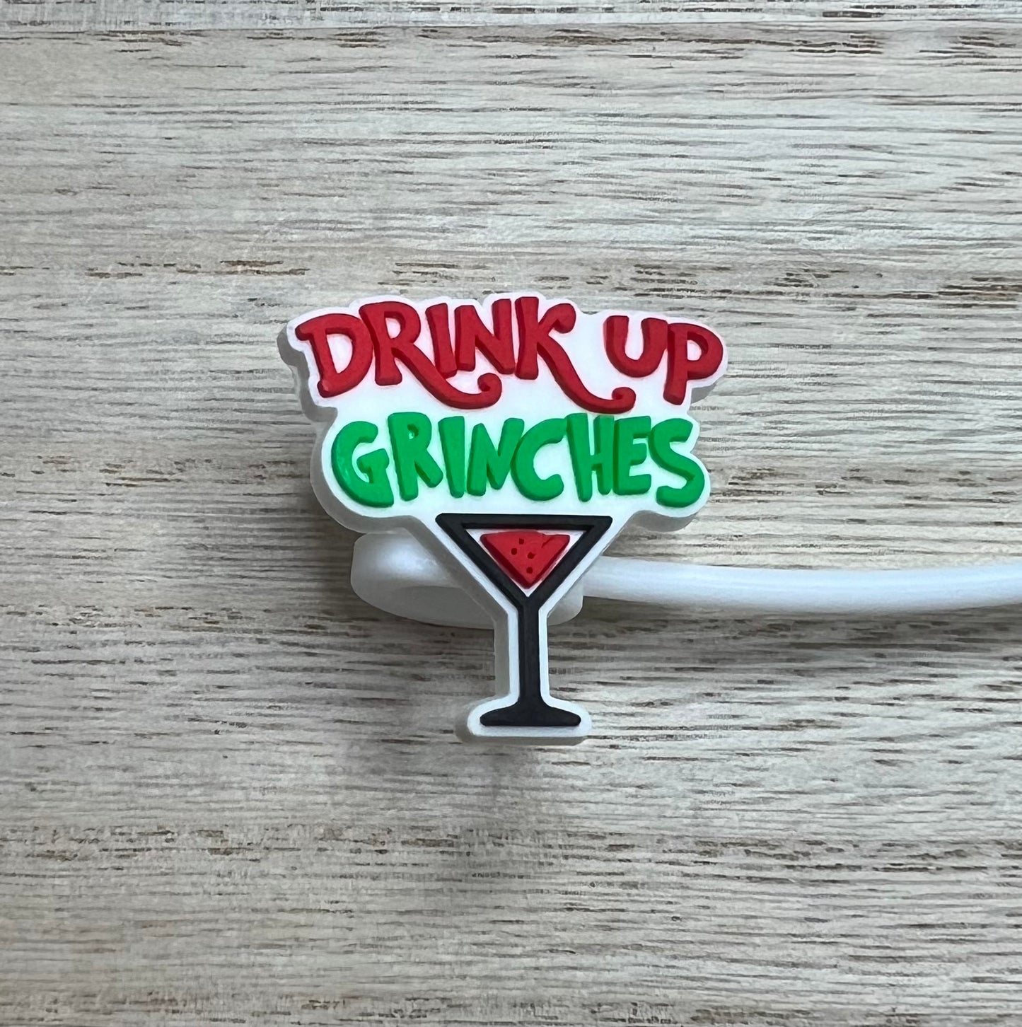 Straw Topper - Drink Up - Christmas Green Guy