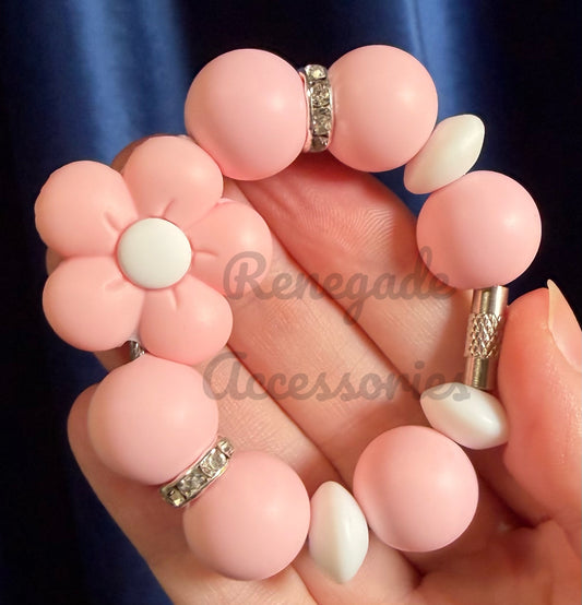 Silicone Charm - Pink Daisy
