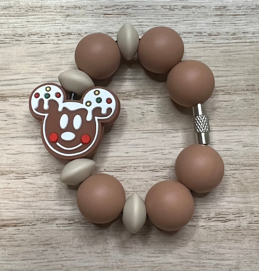 Silicone Charm - Mouse Ears Gingerbread Boy Face