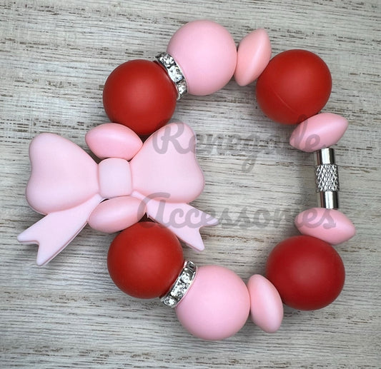 Silicone Charm - Pink Bow - Cherry