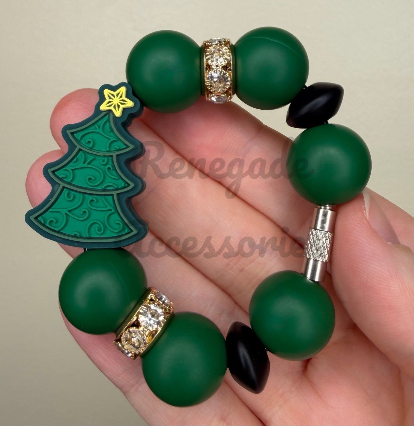 Silicone Charm - Christmas Tree - Frosted Emerald