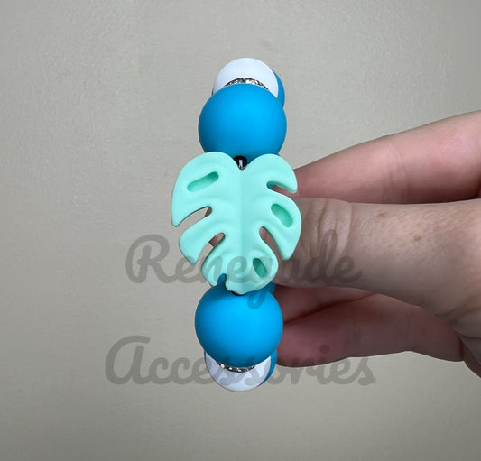 Silicone Charm - Blue Monstera Plant/Flower