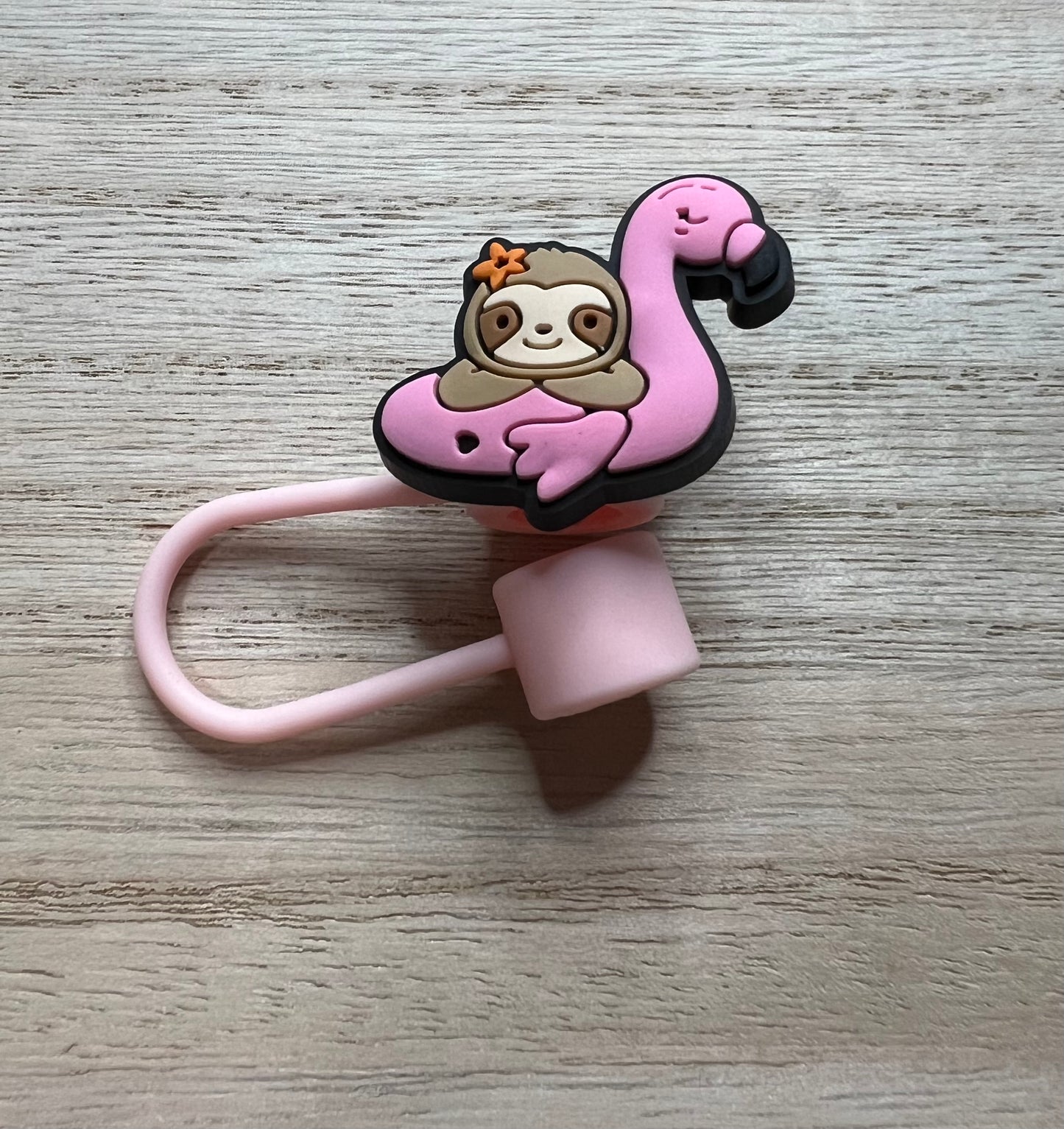 Straw Topper - Flamingo Floatie Sloth