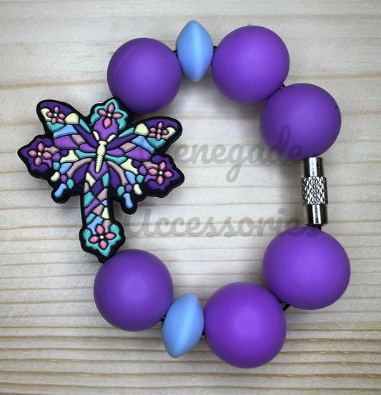 Silicone Charm - Dragonfly/Cross Stained Glass