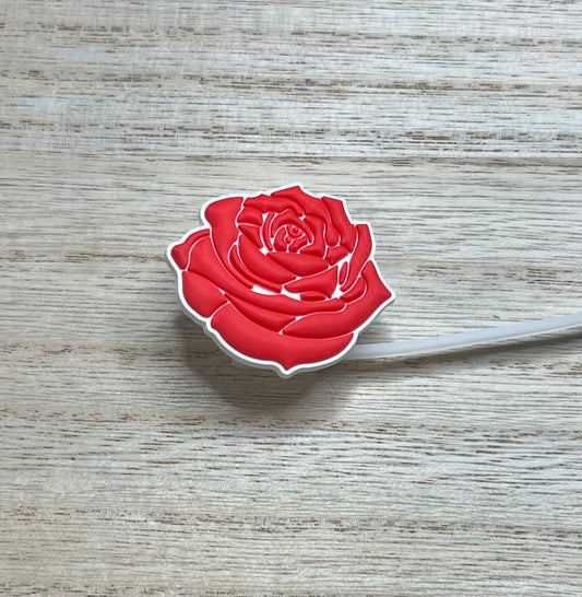 Straw Topper - Red Rose Flower - LSF