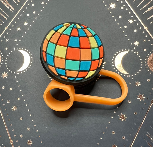 Straw Topper - Disco Ball Orange