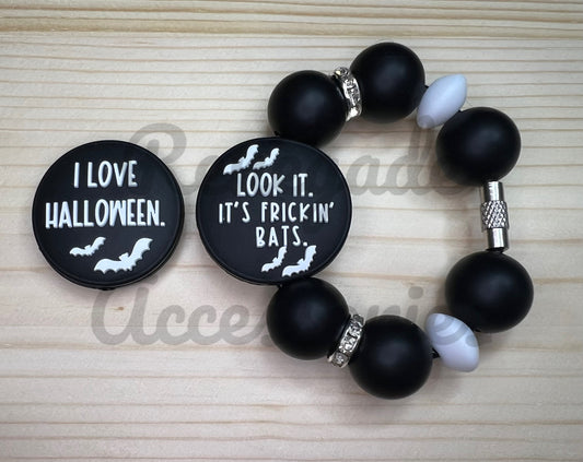 Silicone Charm - It’s Frickin Bats - Black/Double Sided