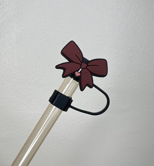 Straw Topper - Maroon/Brown Bow