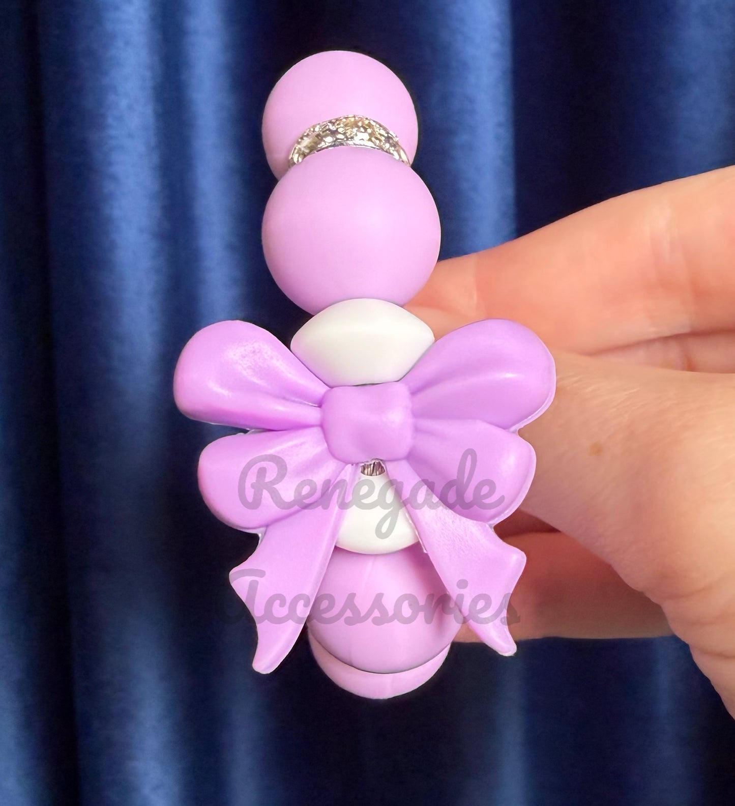Silicone Charm - Purple Bow
