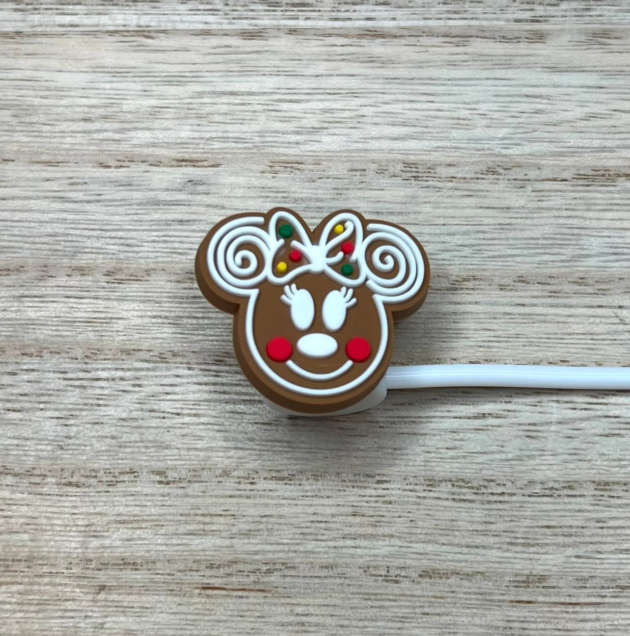 Straw Topper - Gingerbread Mouse Ears Girl Face