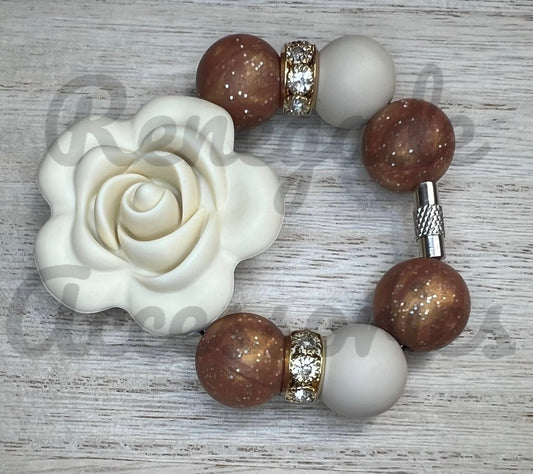 Silicone Charm - Cream Rose Gold - Flower