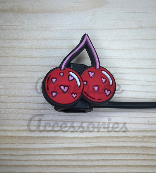 Straw Topper - Cherry Hearts