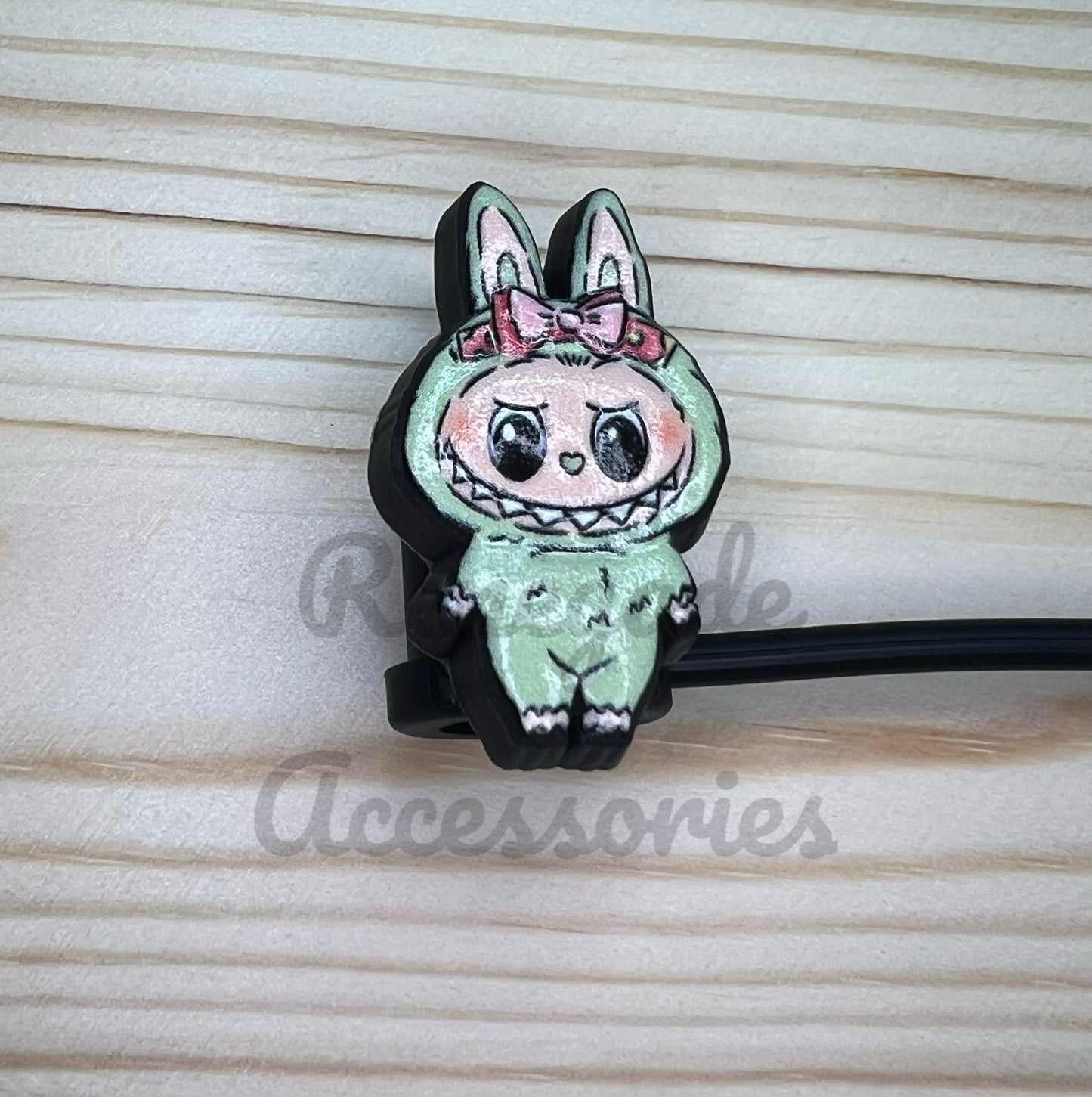 Straw Topper - Bubu Green Bow