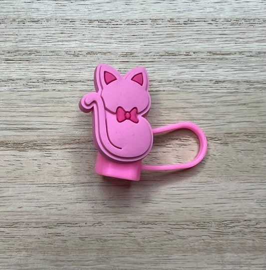 Straw Topper - Pink Cat