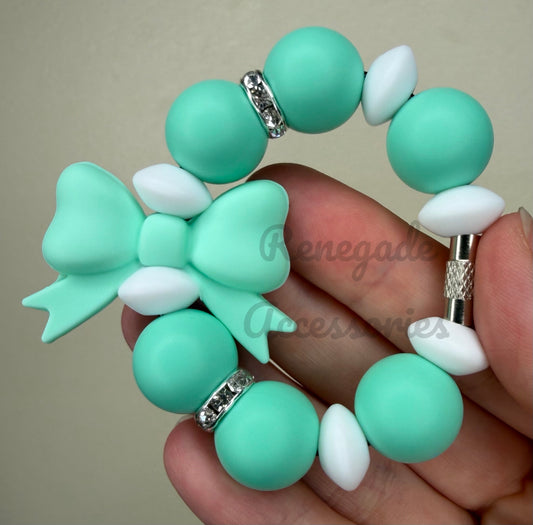 Silicone Charm - Teal Bow