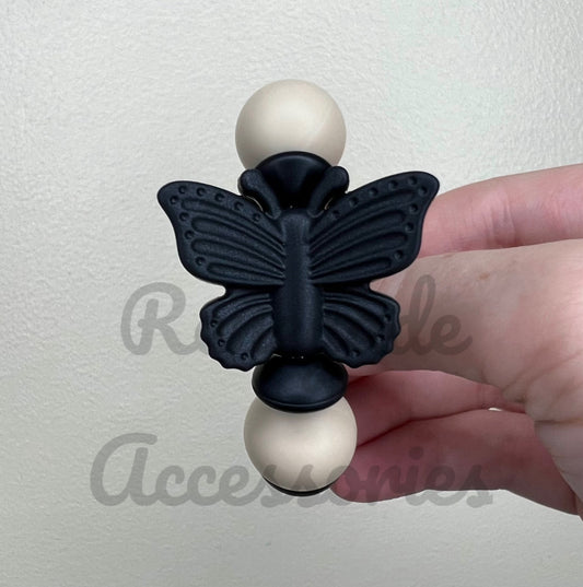 Silicone Charm - Black Butterfly - Aubrie Checkers