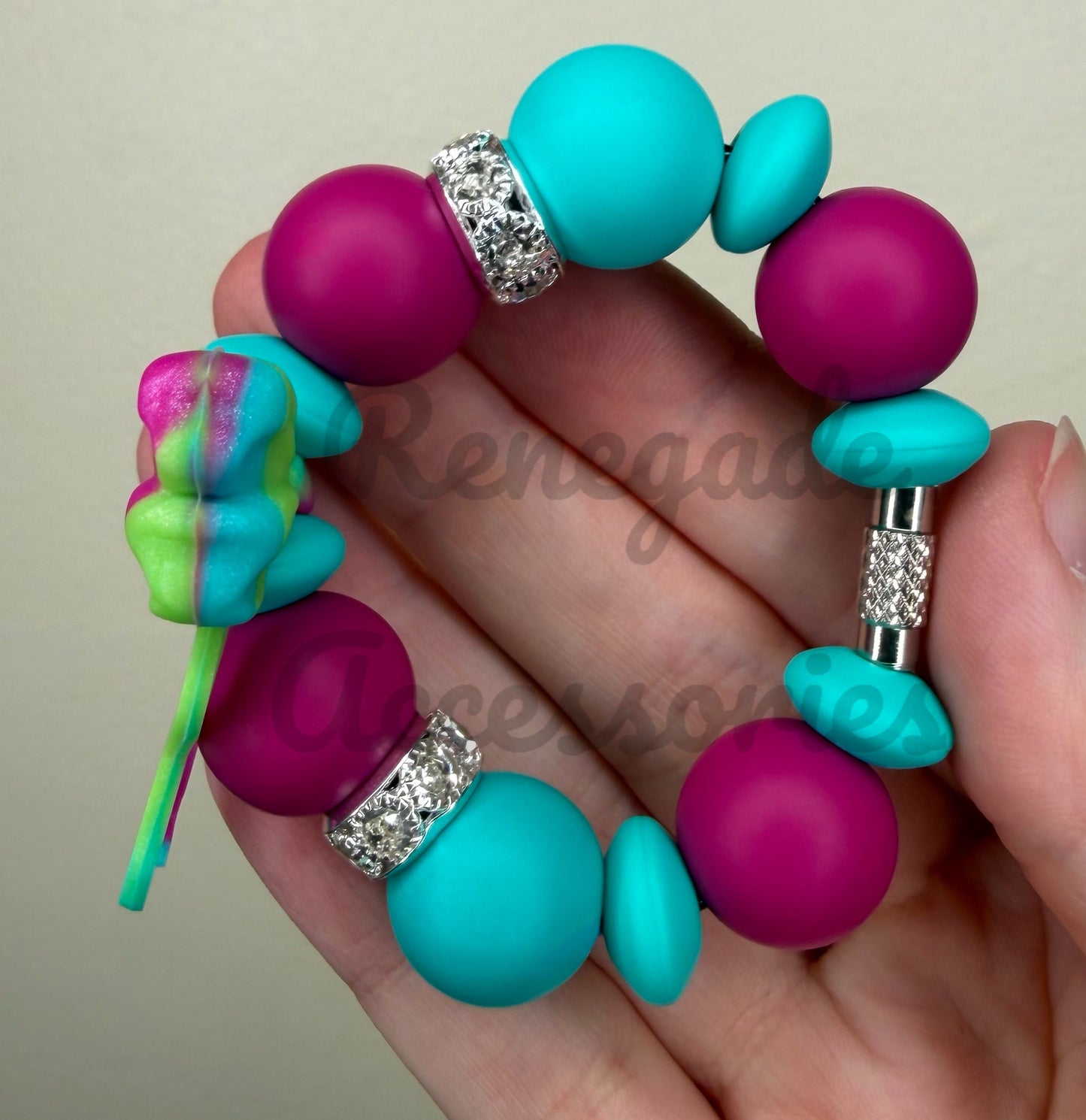 Silicone Charm - Tie Dye Swirl Bow