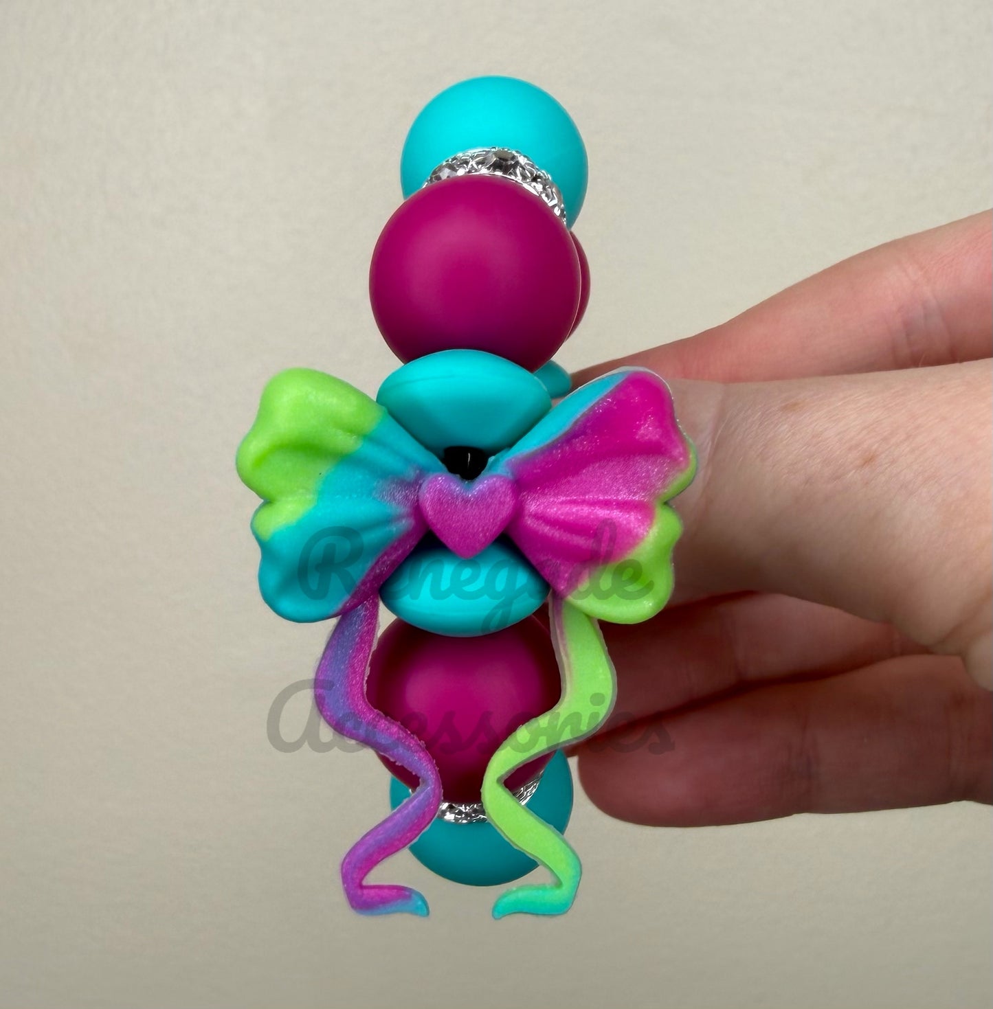 Silicone Charm - Tie Dye Swirl Bow