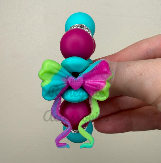 Silicone Charm - Tie Dye Swirl Bow