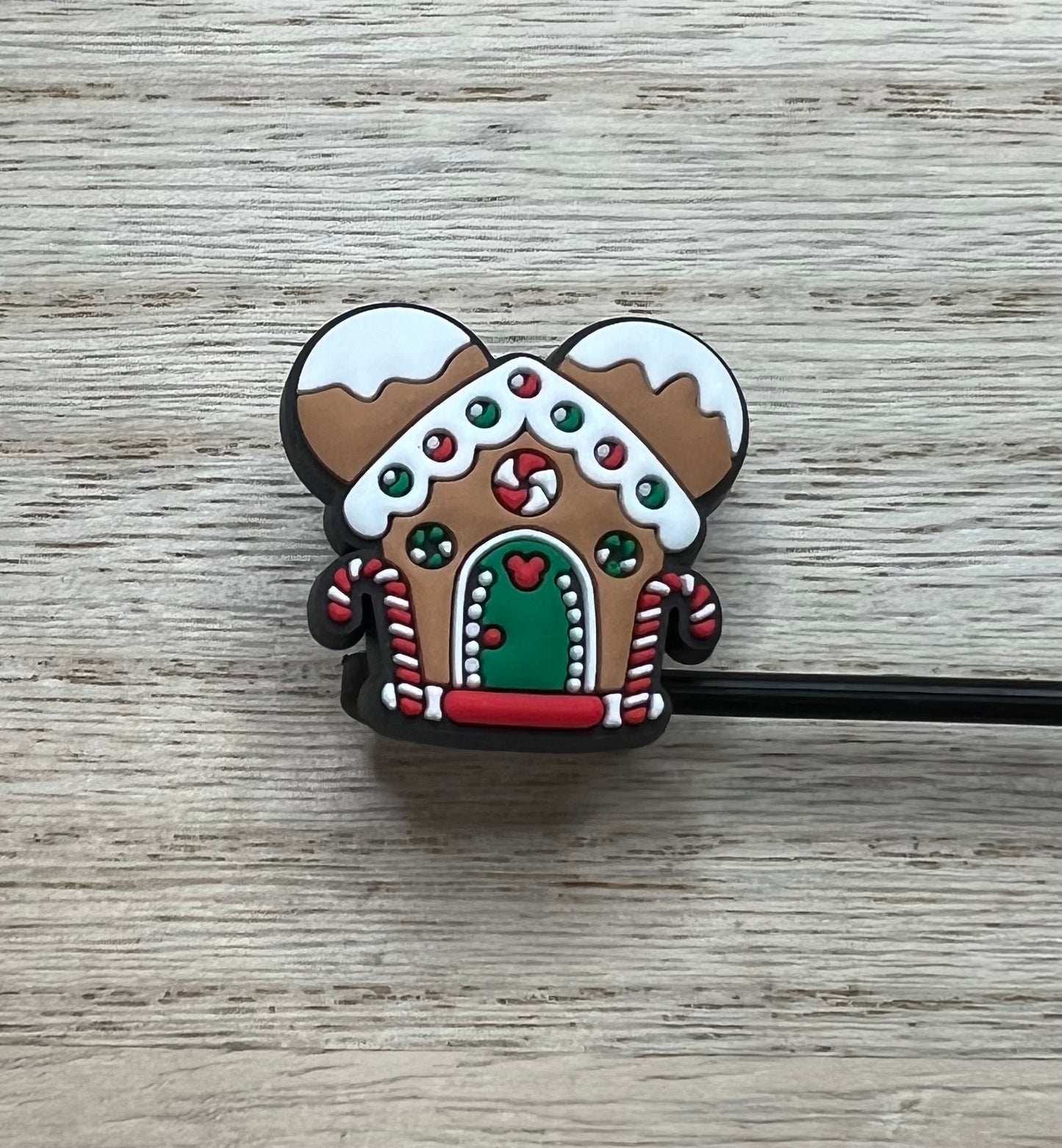 Straw Topper - Mouse Ears Gingerbread House