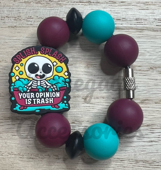 Silicone Charm - Splish Splash Your Opinion Is Trash Skeleton