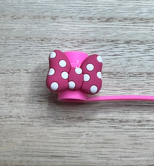 Straw Topper - Mouse Ears Bow Pink