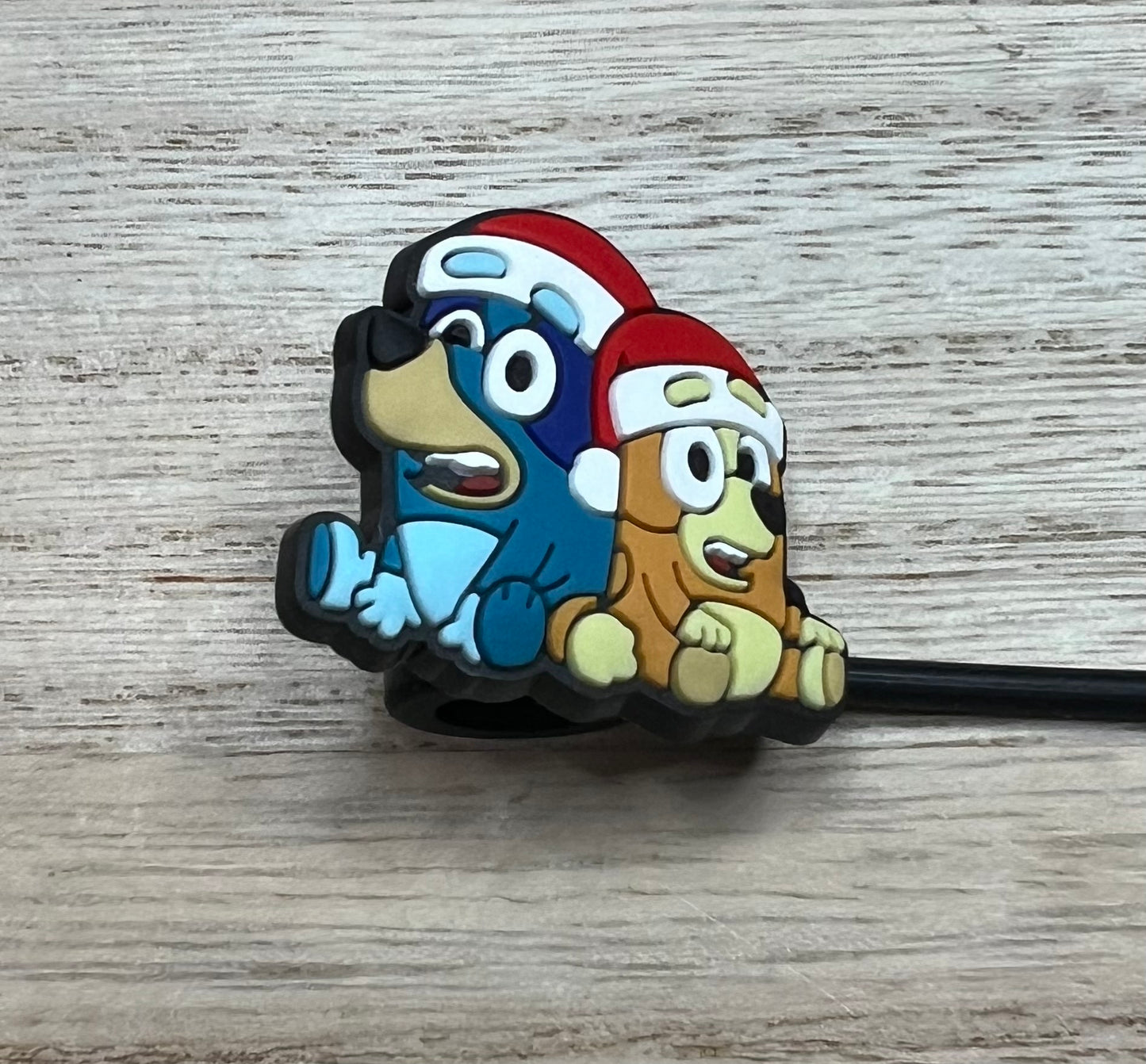 Straw Topper - Blue Dog Christmas - Character