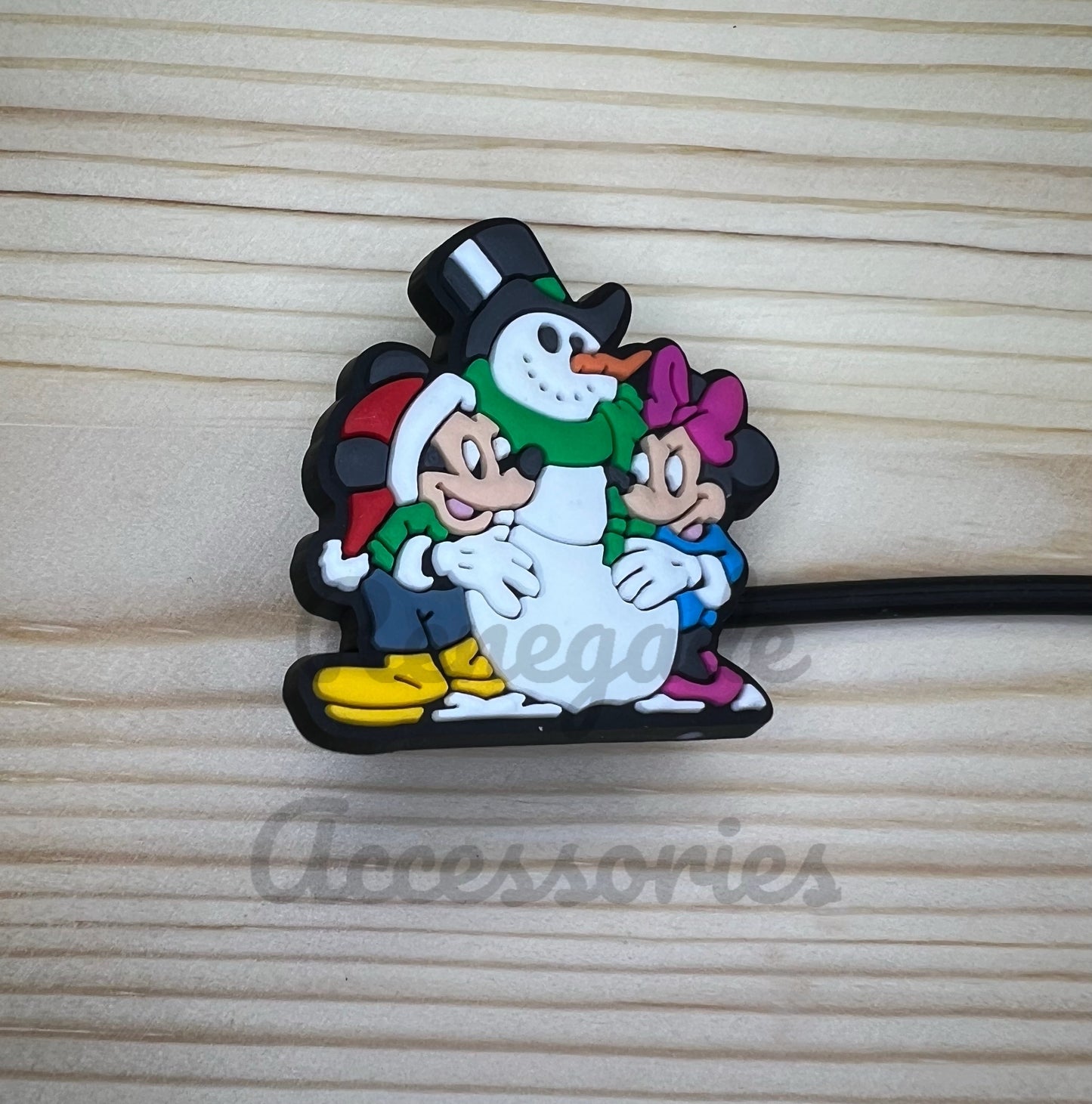 Straw Topper - Mouse Ears Snowman