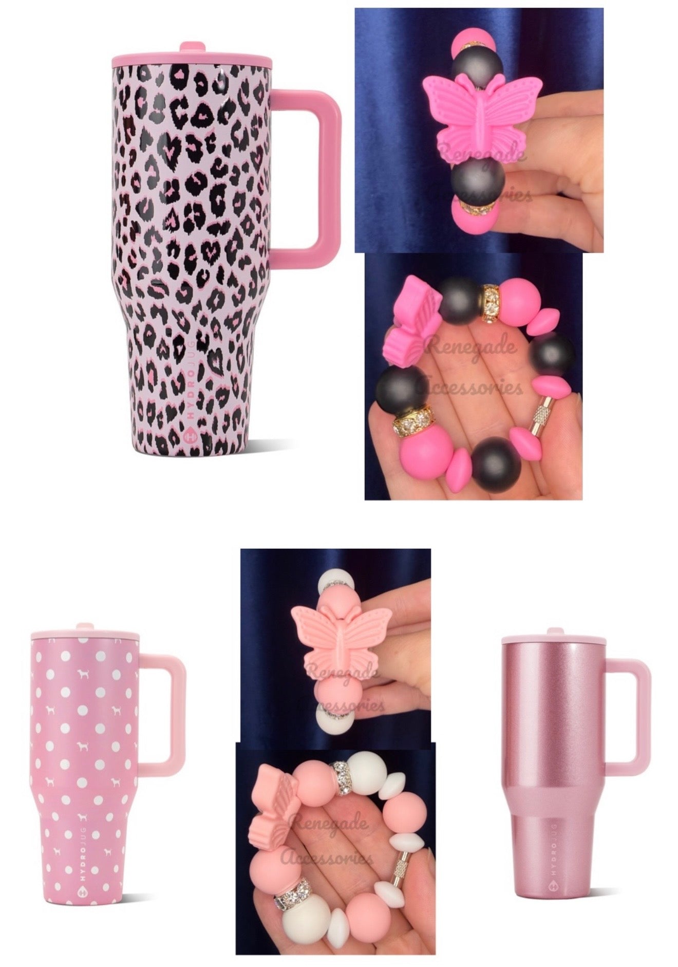 Silicone Charm - Pink Butterfly - Pink Leopard