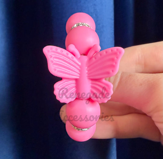Silicone Charm - Pink Butterfly - Pretty In Pink