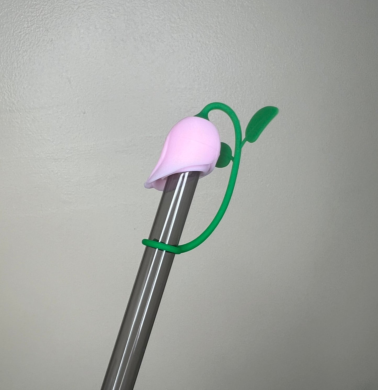 Straw Topper 3D - Pink Rose - Flower