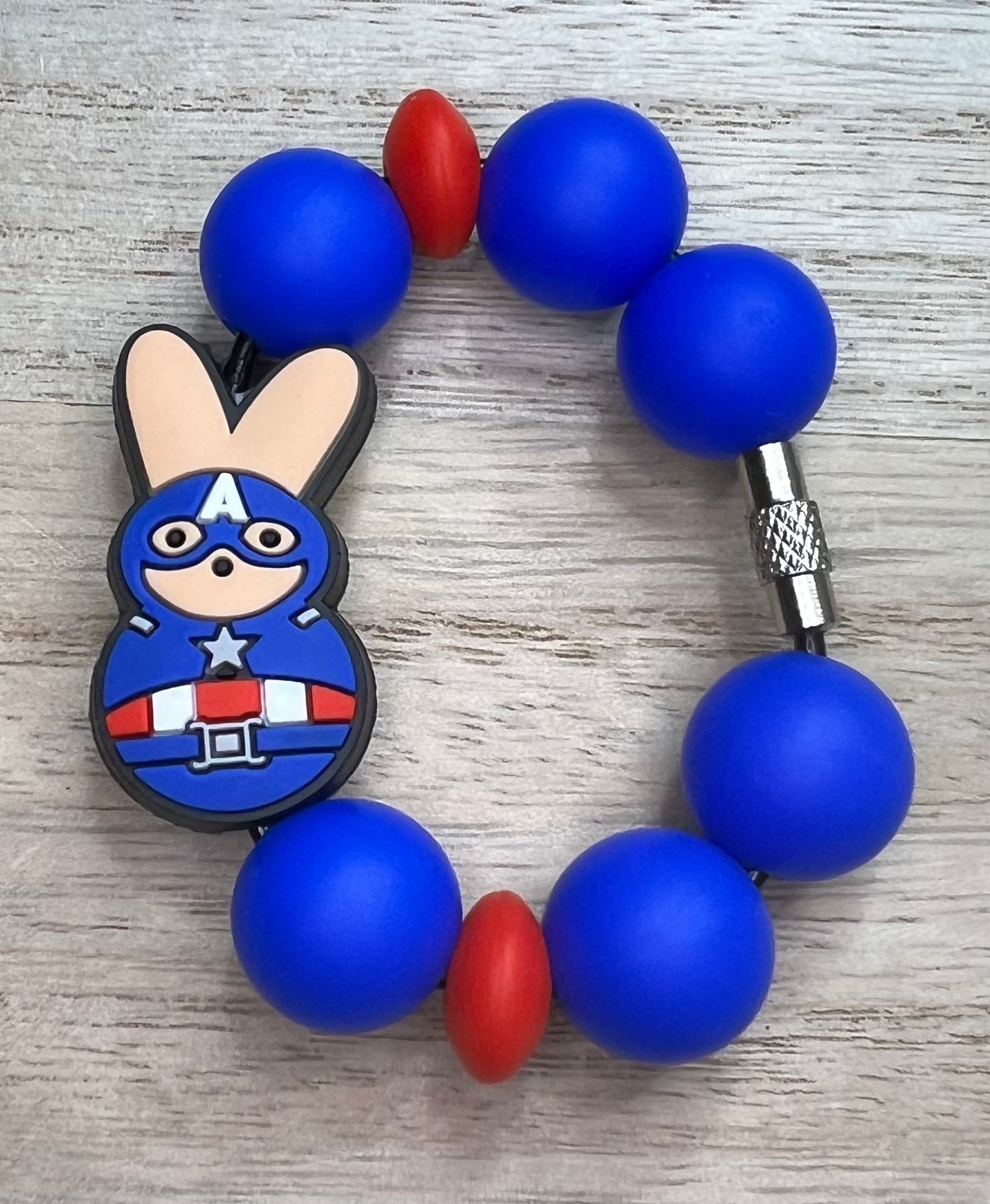 Silicone Charm - Superhero Character Peep Bunny