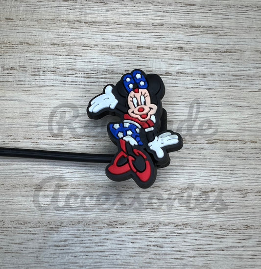 Straw Topper - Mouse Ears Girl Patriotic