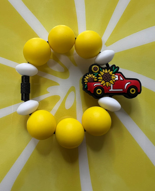 Silicone Charm - Sunflower Red Truck