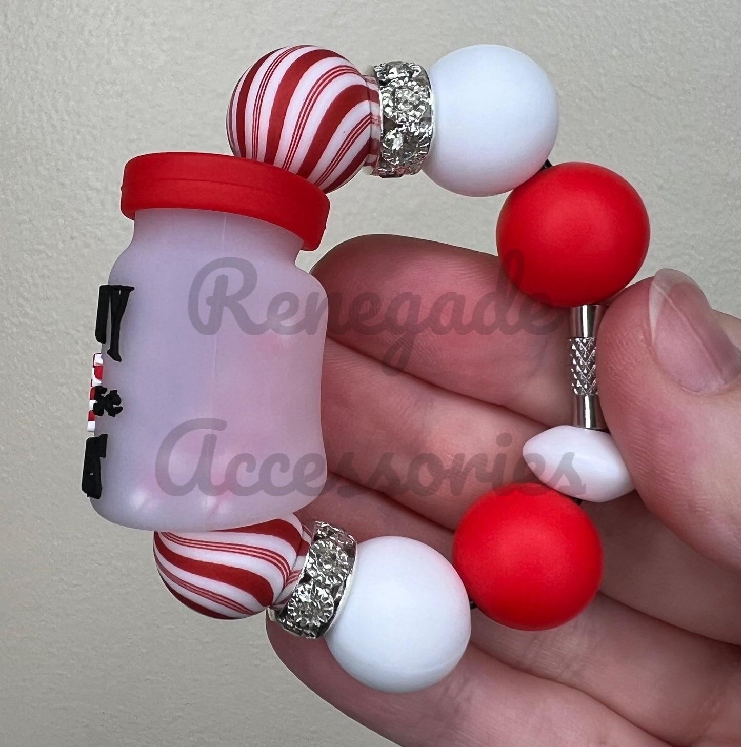 Silicone Charm - Candy Canes (Moving Candy Canes Inside Focal!)