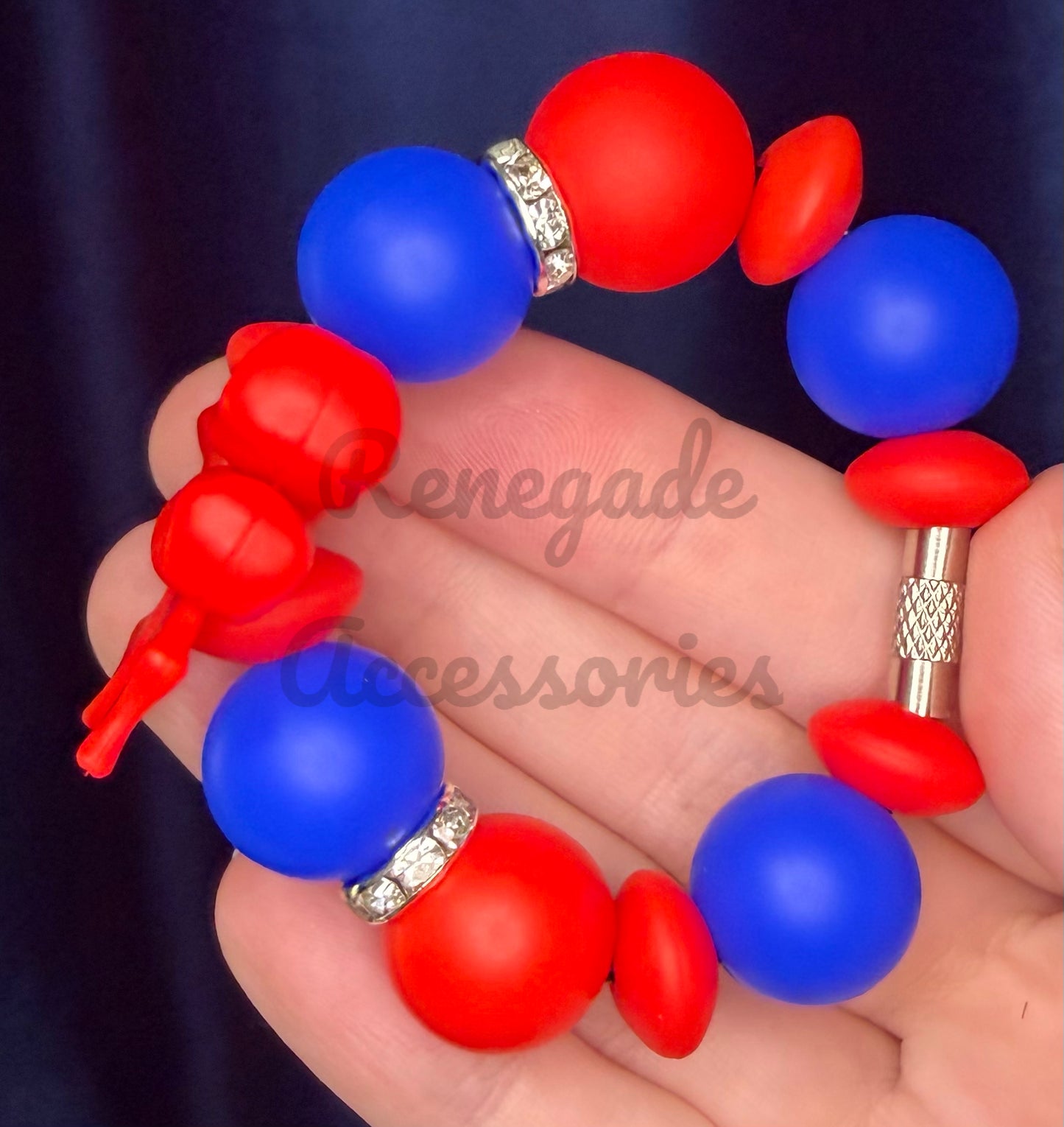 Silicone Charm - Red Bow/Quilted Americana