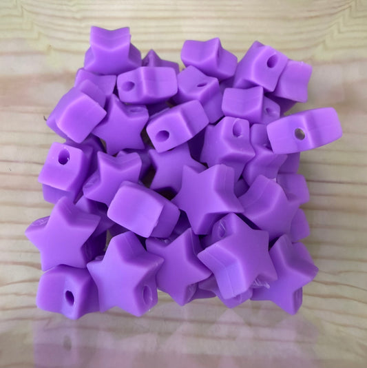 Focal Bead - Purple Stars Set Of 50