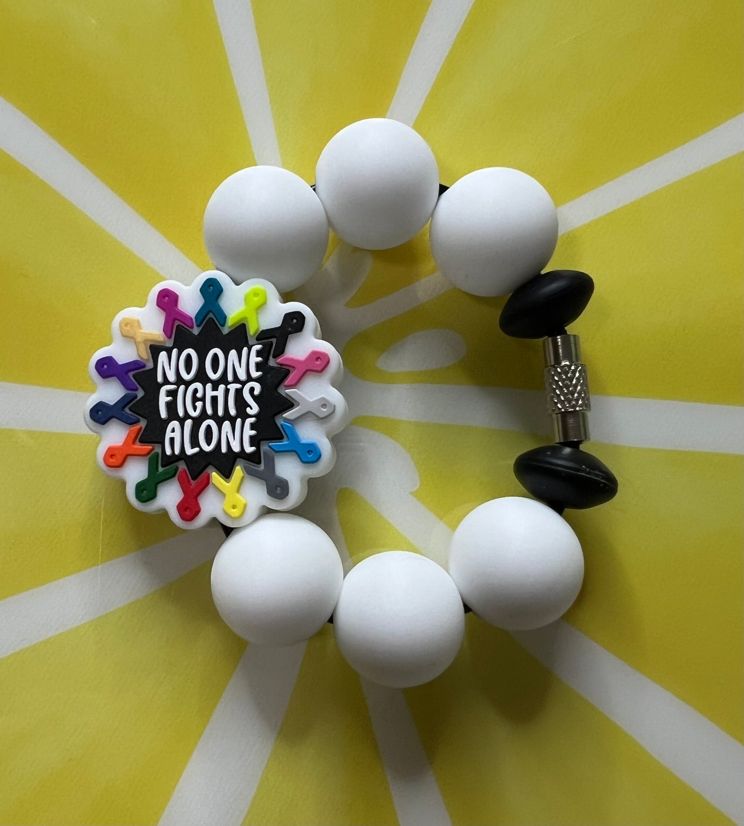 Silicone Charm - No One Fights Alone Awareness Ribbons