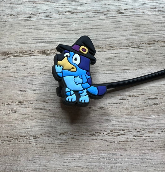 Straw Topper - Blue Dog Character Witch