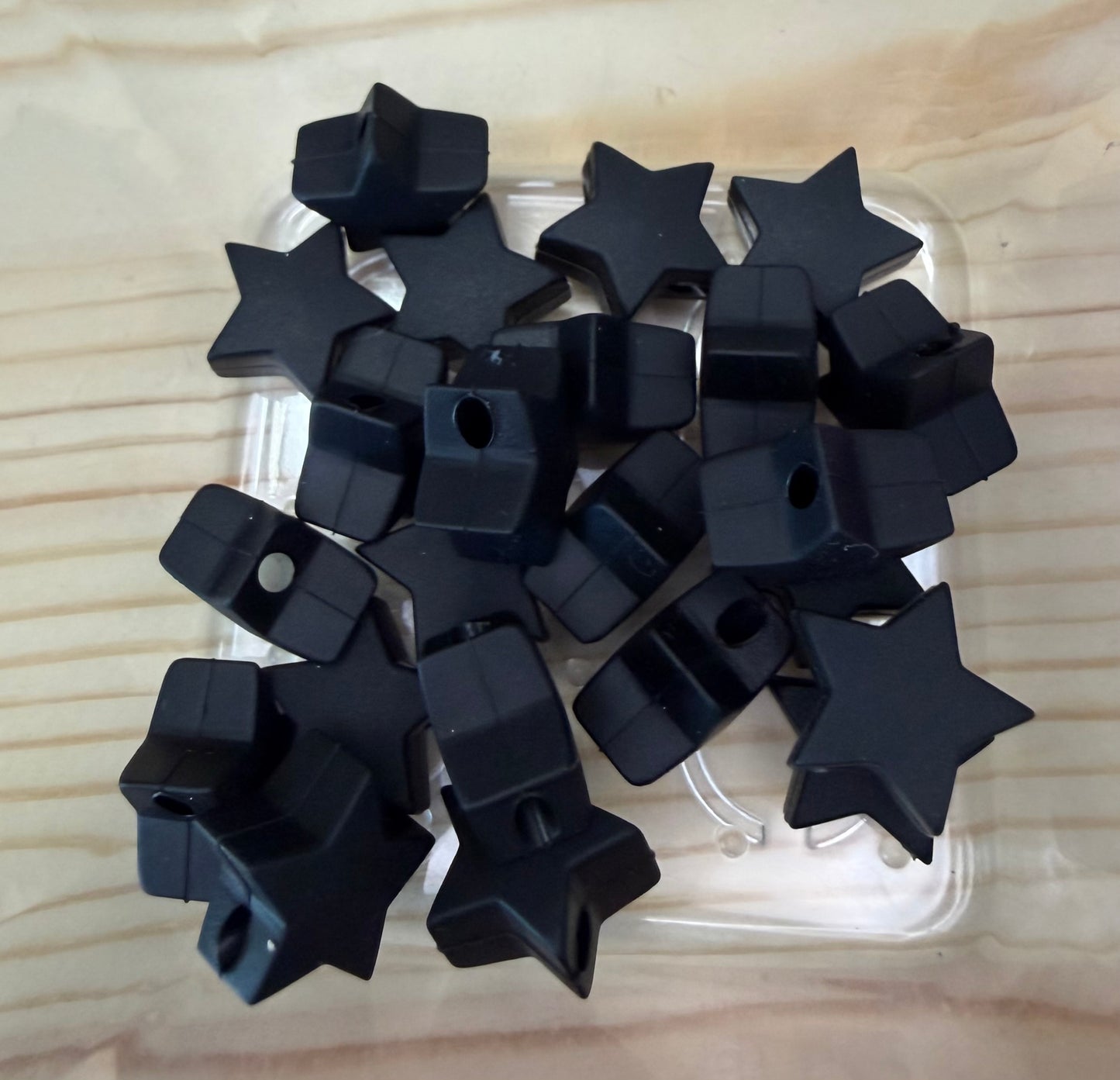 Focal Bead - Black Stars Set Of 20