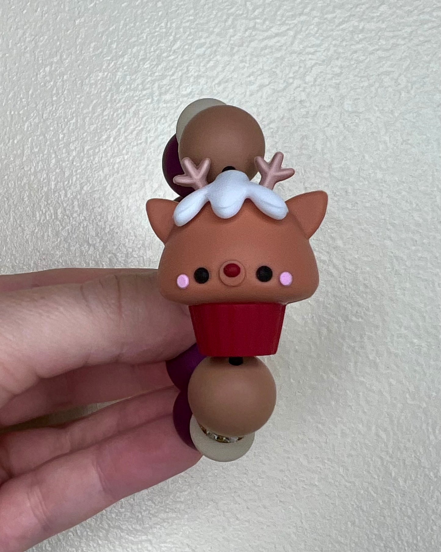 Silicone Charm - Reindeer Cupcake - Food