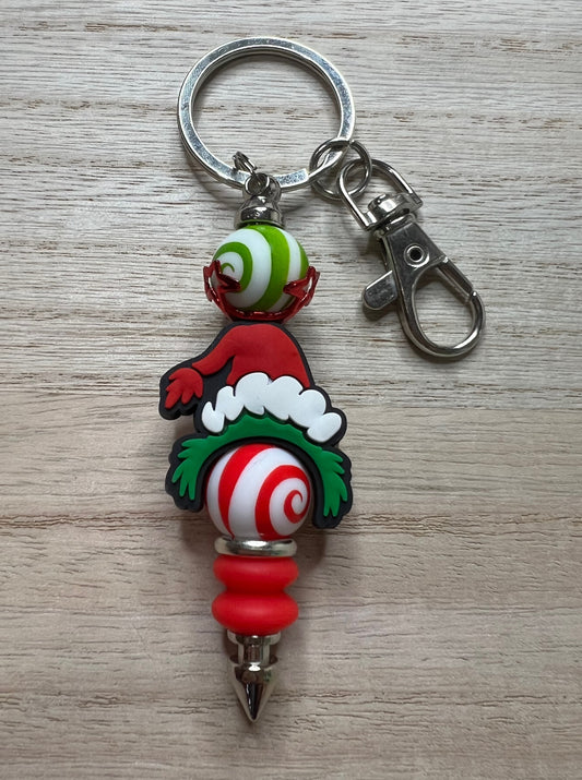 Silicone Charm - Christmas Green Guy Hat