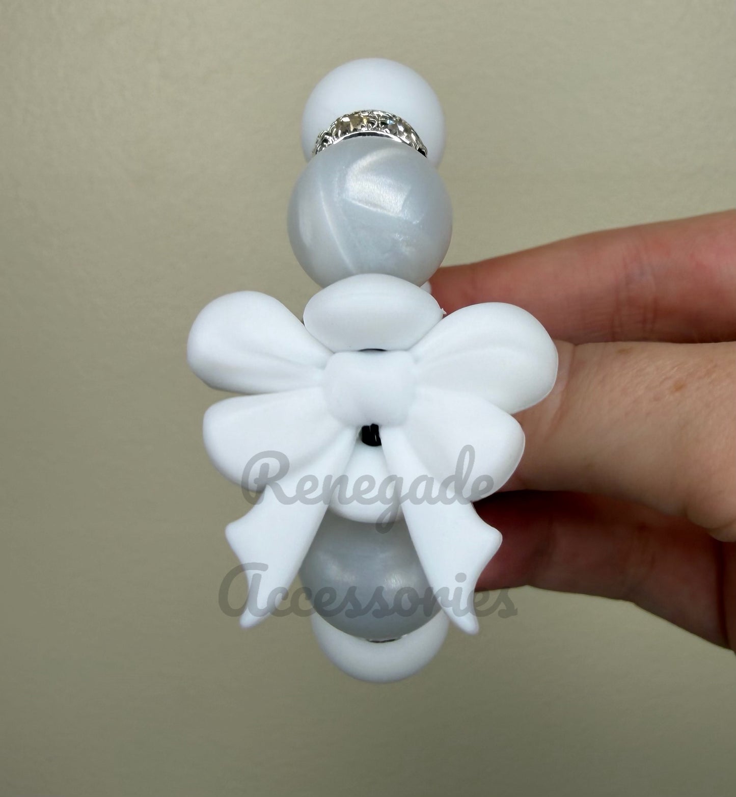 Silicone Charm - White Bow