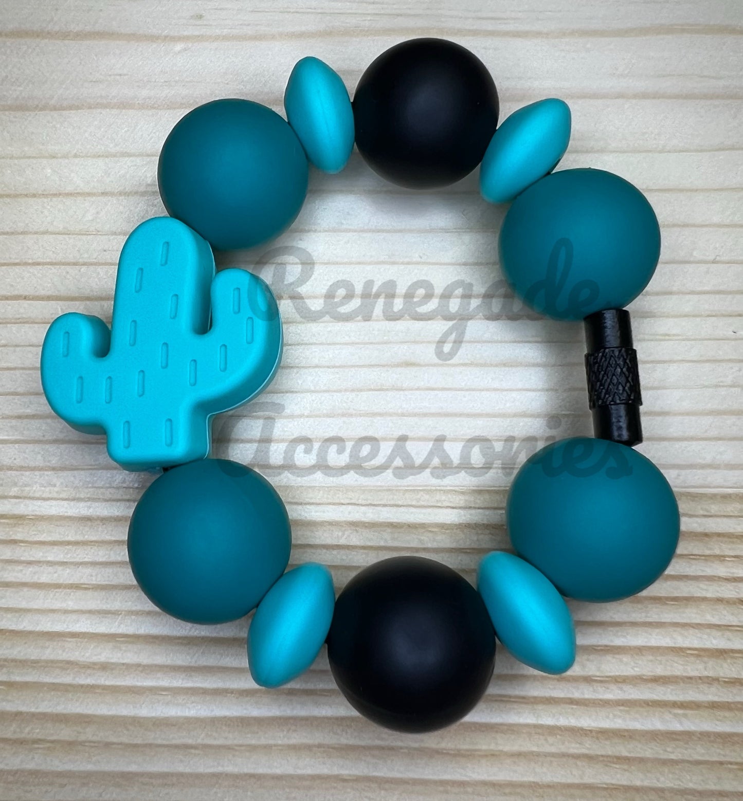 Silicone Charm - Teal Cactus