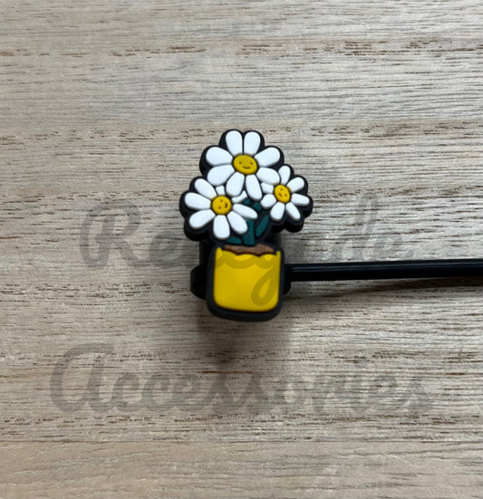 Straw Topper - Smiley Flowers