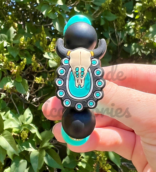 Silicone Charm - Turquoise Skull