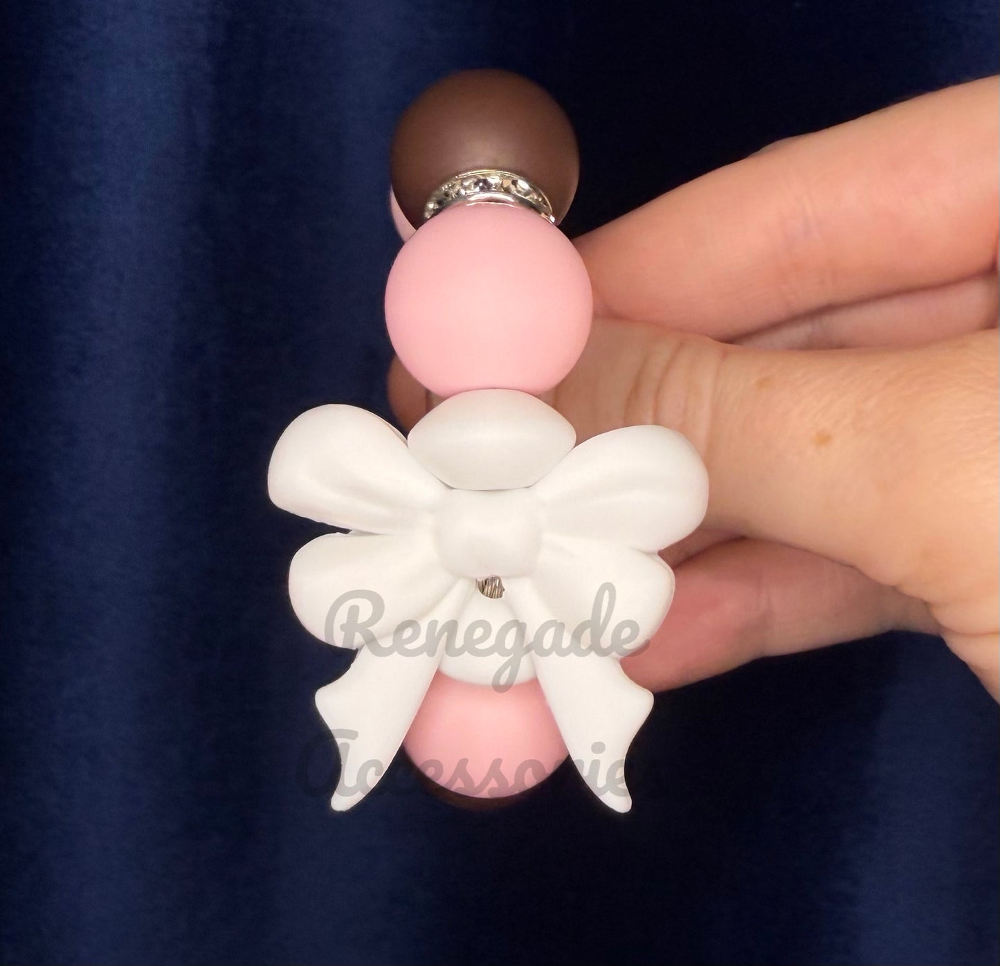 Silicone Charm - Pillowtalk Plaid White Bow