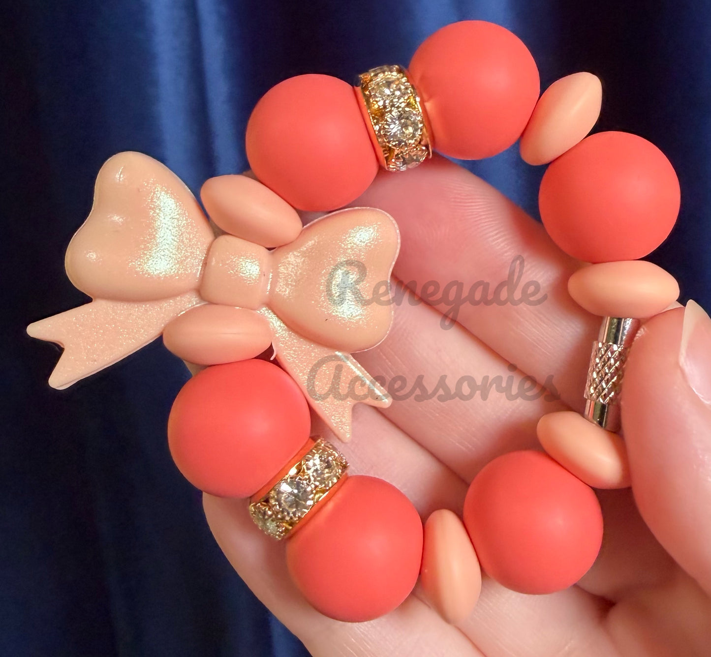 Silicone Charm - Peach Pink Bow
